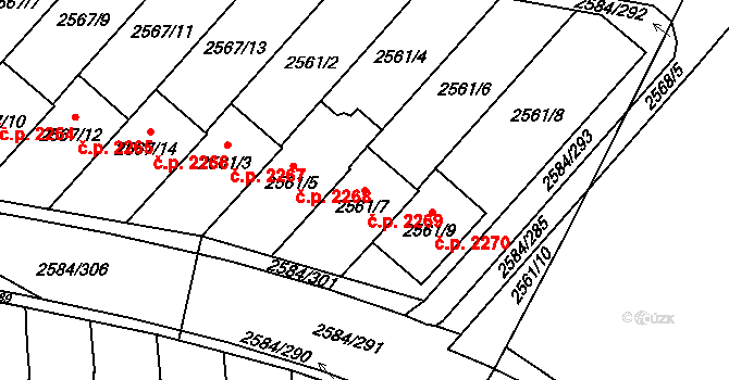 Břevnov 2269, Praha na parcele st. 2561/7 v KÚ Břevnov, Katastrální mapa