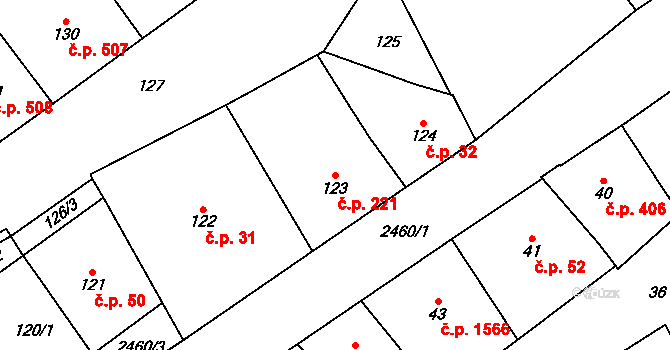Vršovice 221, Praha na parcele st. 123 v KÚ Vršovice, Katastrální mapa