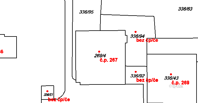 Pražské Předměstí 267, Bílina na parcele st. 269/4 v KÚ Bílina, Katastrální mapa