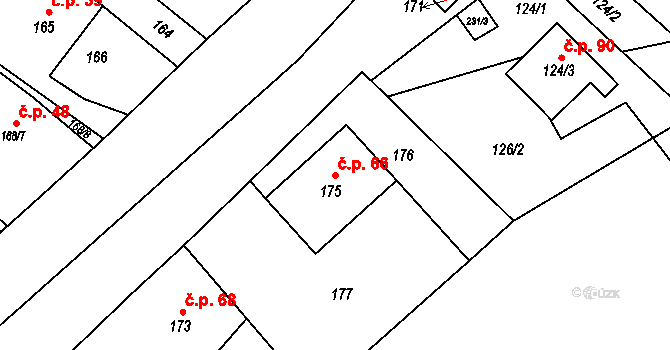 Plinkout 66, Dlouhá Loučka na parcele st. 175 v KÚ Plinkout, Katastrální mapa