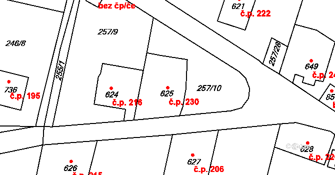 Děčín X-Bělá 230, Děčín na parcele st. 625 v KÚ Bělá u Děčína, Katastrální mapa