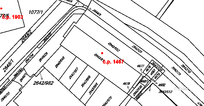 Kuřim 1467 na parcele st. 2642/21 v KÚ Kuřim, Katastrální mapa