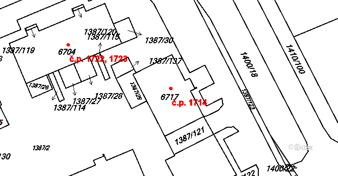 Beroun-Město 1714, Beroun na parcele st. 6717 v KÚ Beroun, Katastrální mapa