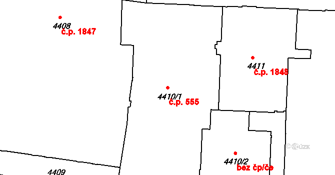 České Budějovice 3 555, České Budějovice na parcele st. 4410/1 v KÚ České Budějovice 3, Katastrální mapa