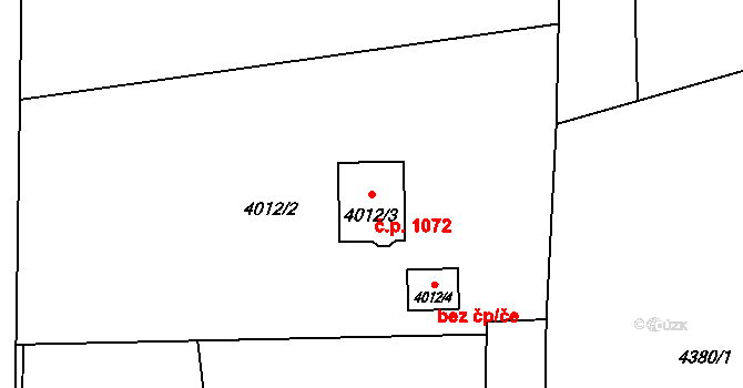 Vendryně 1072 na parcele st. 4012/3 v KÚ Vendryně, Katastrální mapa