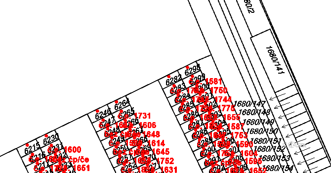 Hodonín 1746 na parcele st. 6282 v KÚ Hodonín, Katastrální mapa