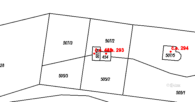 Černolice 446 na parcele st. 766 v KÚ Černolice, Katastrální mapa