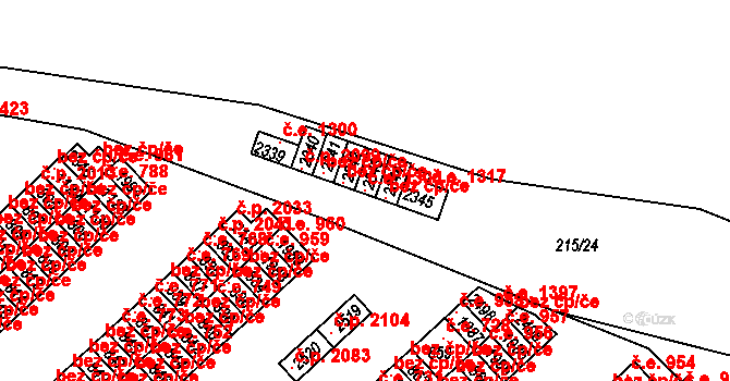 Sezimovo Ústí 1304 na parcele st. 2343 v KÚ Sezimovo Ústí, Katastrální mapa