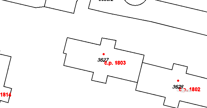 Poruba 1803, Ostrava na parcele st. 3627 v KÚ Poruba-sever, Katastrální mapa