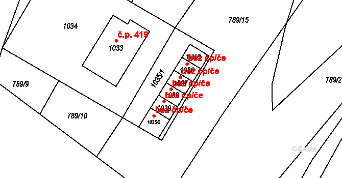 Jablůnka 39525104 na parcele st. 1038 v KÚ Jablůnka, Katastrální mapa