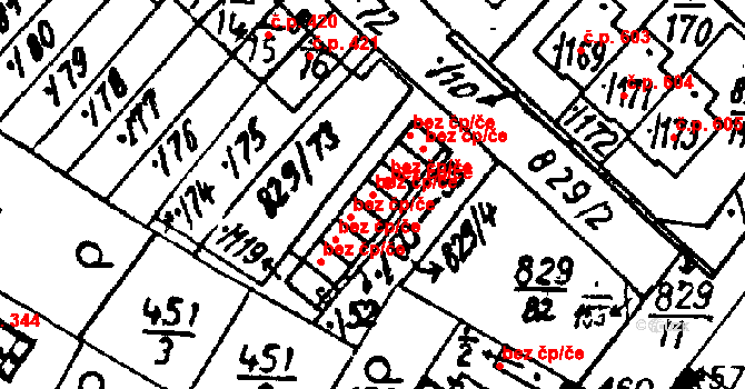Město Touškov 39635104 na parcele st. 829/56 v KÚ Město Touškov, Katastrální mapa
