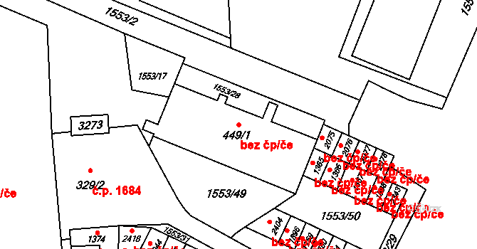 Opava 41989104 na parcele st. 449/1 v KÚ Kateřinky u Opavy, Katastrální mapa