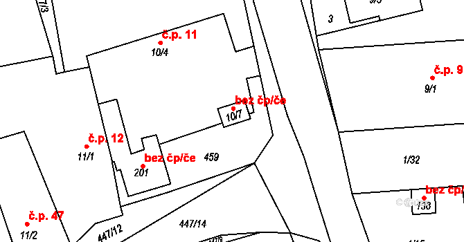 Sezemice 42249104 na parcele st. 10/7 v KÚ Počaply nad Loučnou, Katastrální mapa