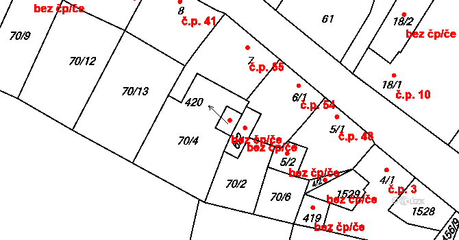 Tetín 43430104 na parcele st. 420 v KÚ Tetín u Berouna, Katastrální mapa