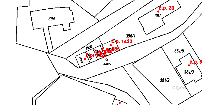 Ráj 835, Karviná na parcele st. 396/4 v KÚ Ráj, Katastrální mapa
