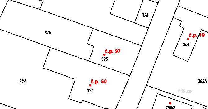 Suché Lazce 97, Opava na parcele st. 325 v KÚ Suché Lazce, Katastrální mapa