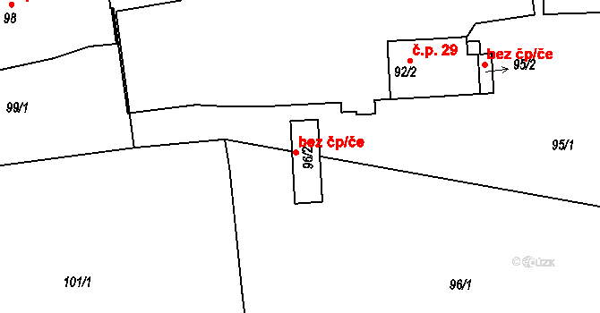 Kanice 45258104 na parcele st. 96/2 v KÚ Kanice u Domažlic, Katastrální mapa