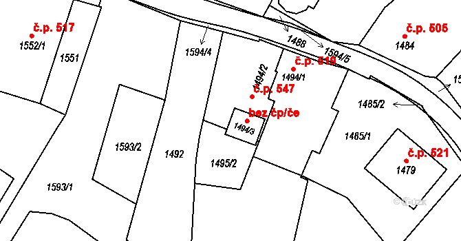 České Velenice 47521104 na parcele st. 1494/3 v KÚ České Velenice, Katastrální mapa