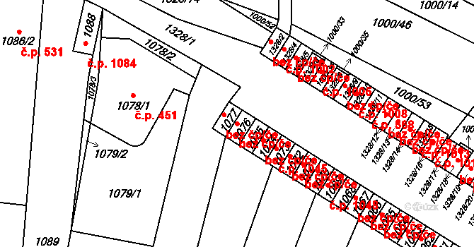 Brodek u Přerova 47816104 na parcele st. 1076 v KÚ Brodek u Přerova, Katastrální mapa