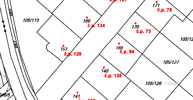 Sušice 135 na parcele st. 140 v KÚ Sušice u Uherského Hradiště, Katastrální mapa