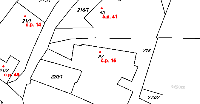Krsice 15, Čimelice na parcele st. 37 v KÚ Krsice, Katastrální mapa