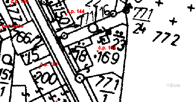 Bernartice 154 na parcele st. 169 v KÚ Bernartice u Milevska, Katastrální mapa