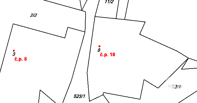 Lešišov 10, Mokrosuky na parcele st. 8 v KÚ Lešišov, Katastrální mapa