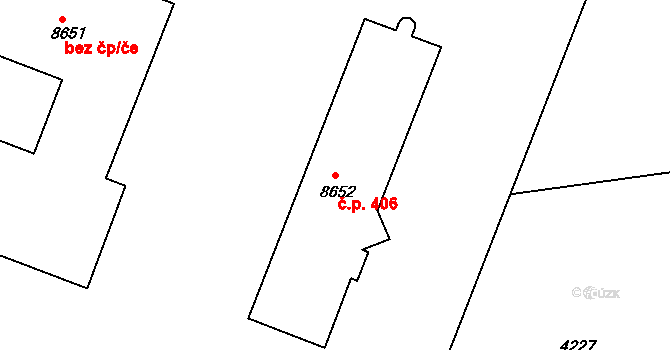 Polabiny 406, Pardubice na parcele st. 8652 v KÚ Pardubice, Katastrální mapa
