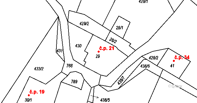 Branišov 21, Zdíkov na parcele st. 29 v KÚ Branišov u Zdíkovce, Katastrální mapa