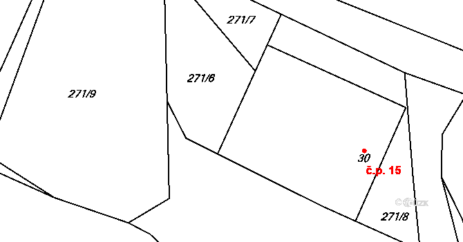 Litkovice 15, Žirovnice na parcele st. 30 v KÚ Litkovice, Katastrální mapa