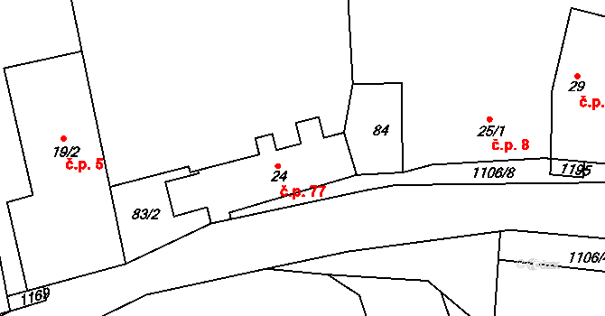Černochov 77, Peruc na parcele st. 24 v KÚ Černochov, Katastrální mapa