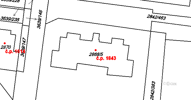 Louny 1843 na parcele st. 2868/5 v KÚ Louny, Katastrální mapa