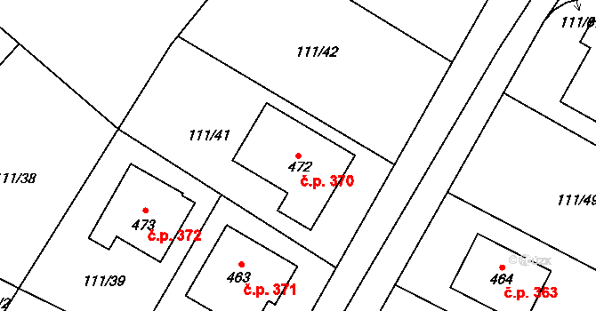 Minice 370, Kralupy nad Vltavou na parcele st. 472 v KÚ Minice u Kralup nad Vltavou, Katastrální mapa