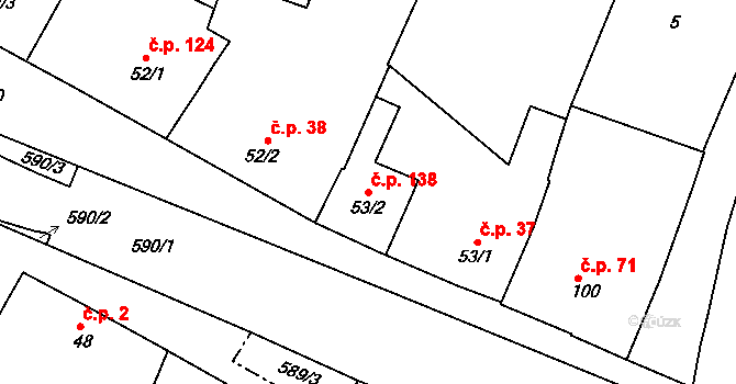 Tučapy 138, Holešov na parcele st. 53/2 v KÚ Tučapy u Holešova, Katastrální mapa