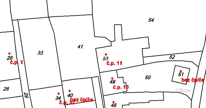 Labutice 11, Suchdol na parcele st. 53 v KÚ Labutice, Katastrální mapa