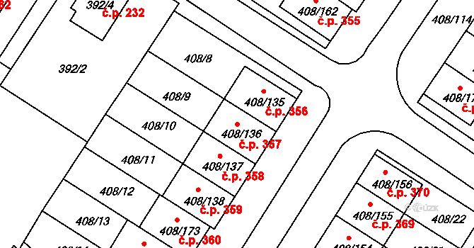 Dobšice 357 na parcele st. 408/136 v KÚ Dobšice u Znojma, Katastrální mapa