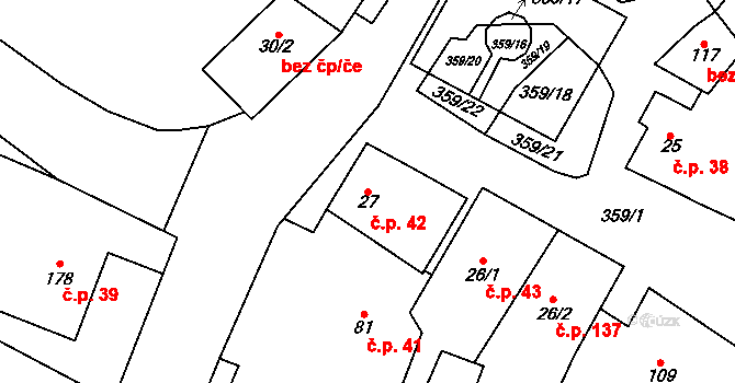 Mramotice 42, Znojmo na parcele st. 27 v KÚ Mramotice, Katastrální mapa