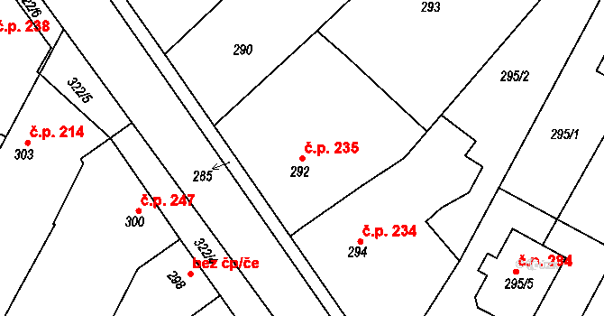 Štítary 235 na parcele st. 292 v KÚ Štítary na Moravě, Katastrální mapa