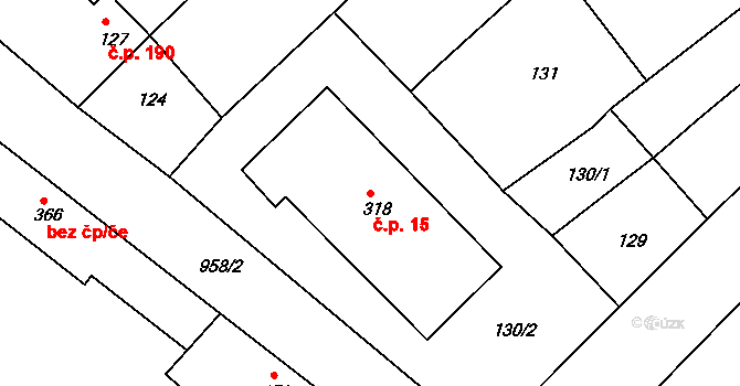 Polkovice 15 na parcele st. 318 v KÚ Polkovice, Katastrální mapa