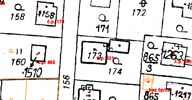 Volduchy 331 na parcele st. 173 v KÚ Volduchy, Katastrální mapa
