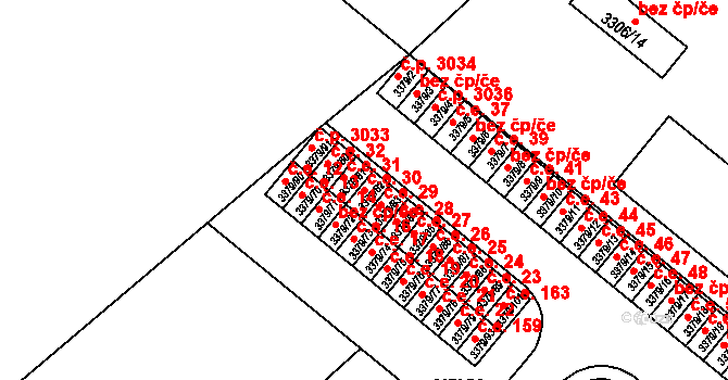 Dědice 30, Vyškov na parcele st. 3379/82 v KÚ Vyškov, Katastrální mapa
