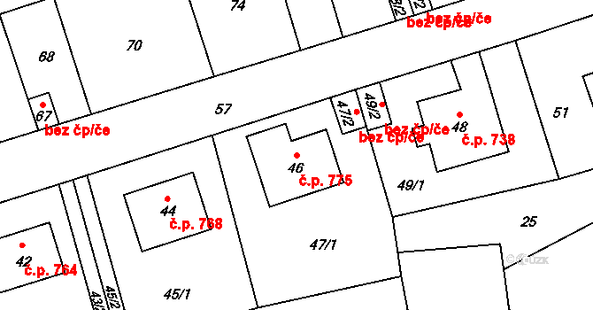 Libušín 775 na parcele st. 46 v KÚ Libušín, Katastrální mapa