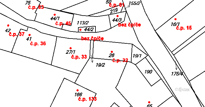 Cerhýnky 32, Cerhenice na parcele st. 26 v KÚ Cerhýnky, Katastrální mapa