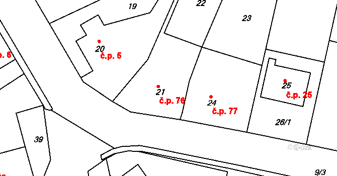 Dolní Pochlovice 76, Kynšperk nad Ohří na parcele st. 21 v KÚ Dolní Pochlovice, Katastrální mapa