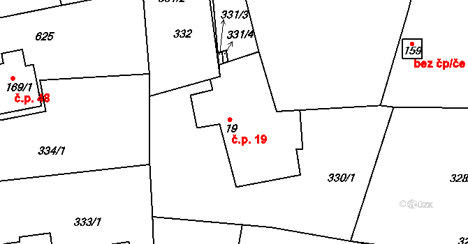 Hatě 19, Skuhrov na parcele st. 19 v KÚ Skuhrov pod Brdy, Katastrální mapa