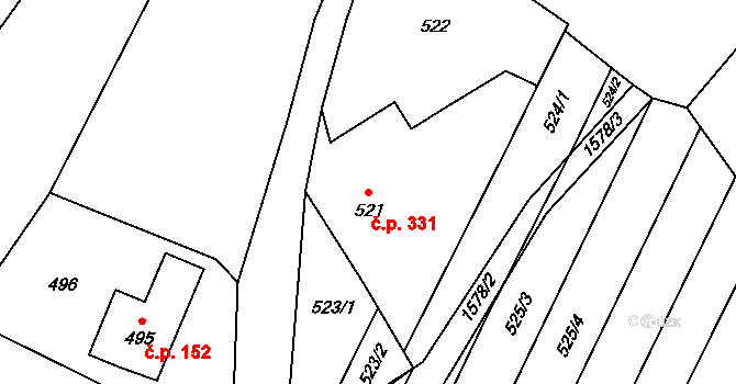 Horka nad Moravou 331 na parcele st. 521 v KÚ Horka nad Moravou, Katastrální mapa