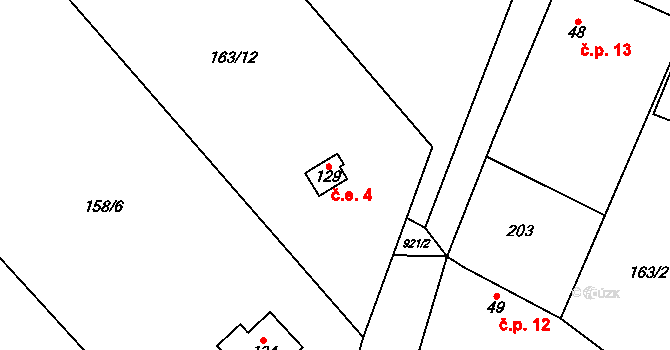 Sedlečko 4, Štětkovice na parcele st. 129 v KÚ Štětkovice, Katastrální mapa