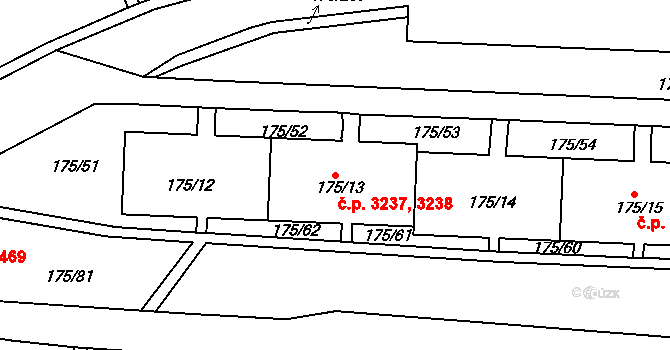 Severní Terasa 3237,3238, Ústí nad Labem na parcele st. 175/13 v KÚ Dobětice, Katastrální mapa