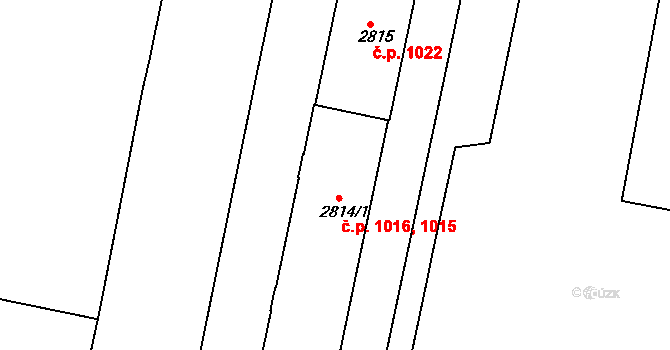 Horka-Domky 1015,1016, Třebíč na parcele st. 2814/1 v KÚ Třebíč, Katastrální mapa