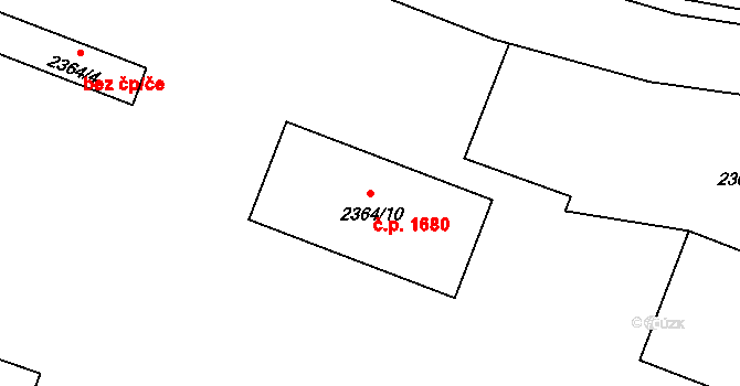 Pelhřimov 1680 na parcele st. 2364/10 v KÚ Pelhřimov, Katastrální mapa